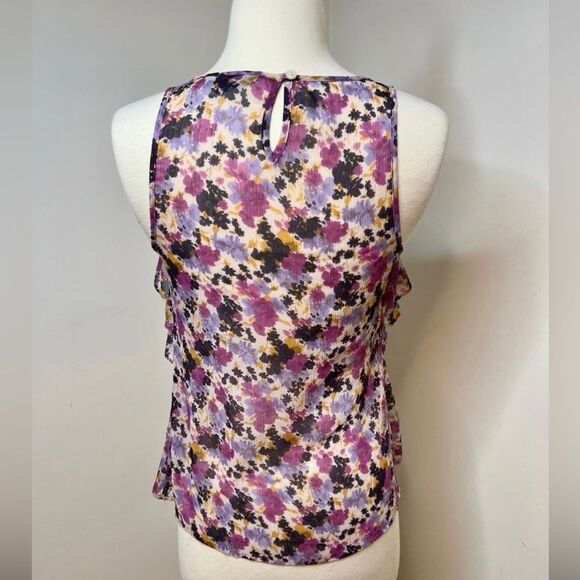 Express Floral Sheer Ruffle Sleeveless Blouse - Picture 3 of 5